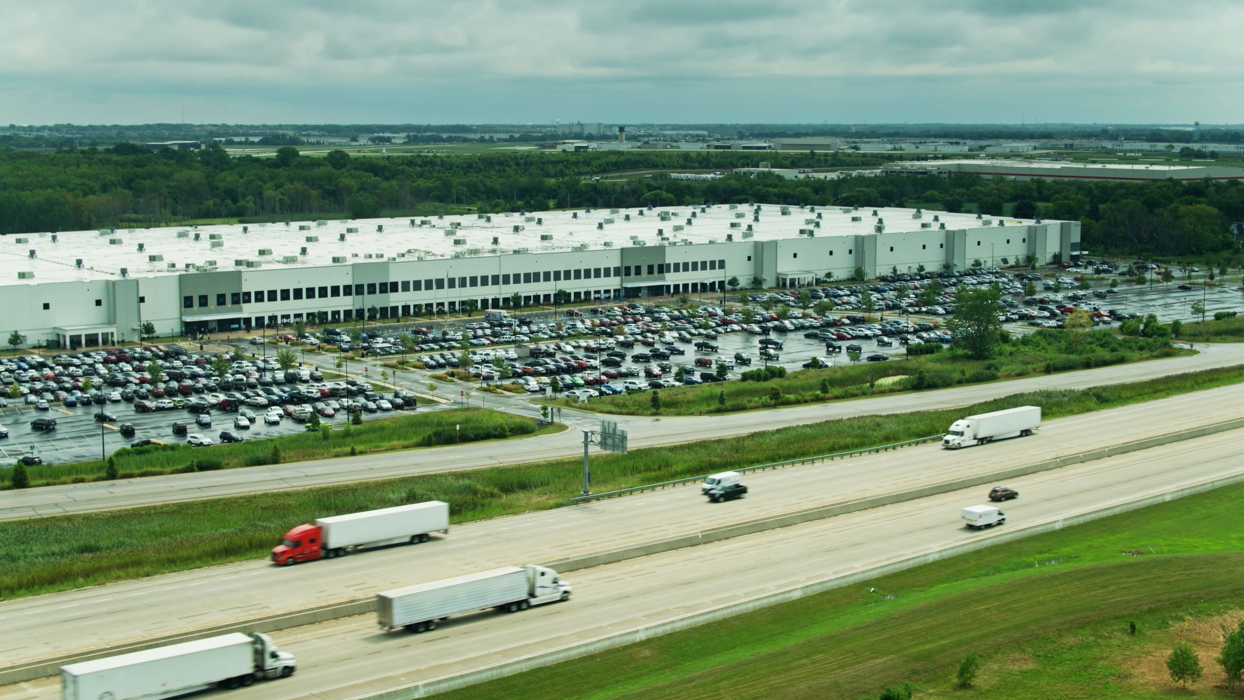 Distribution Center And Freeway Near Kenosha, Wisconsin - Aerial