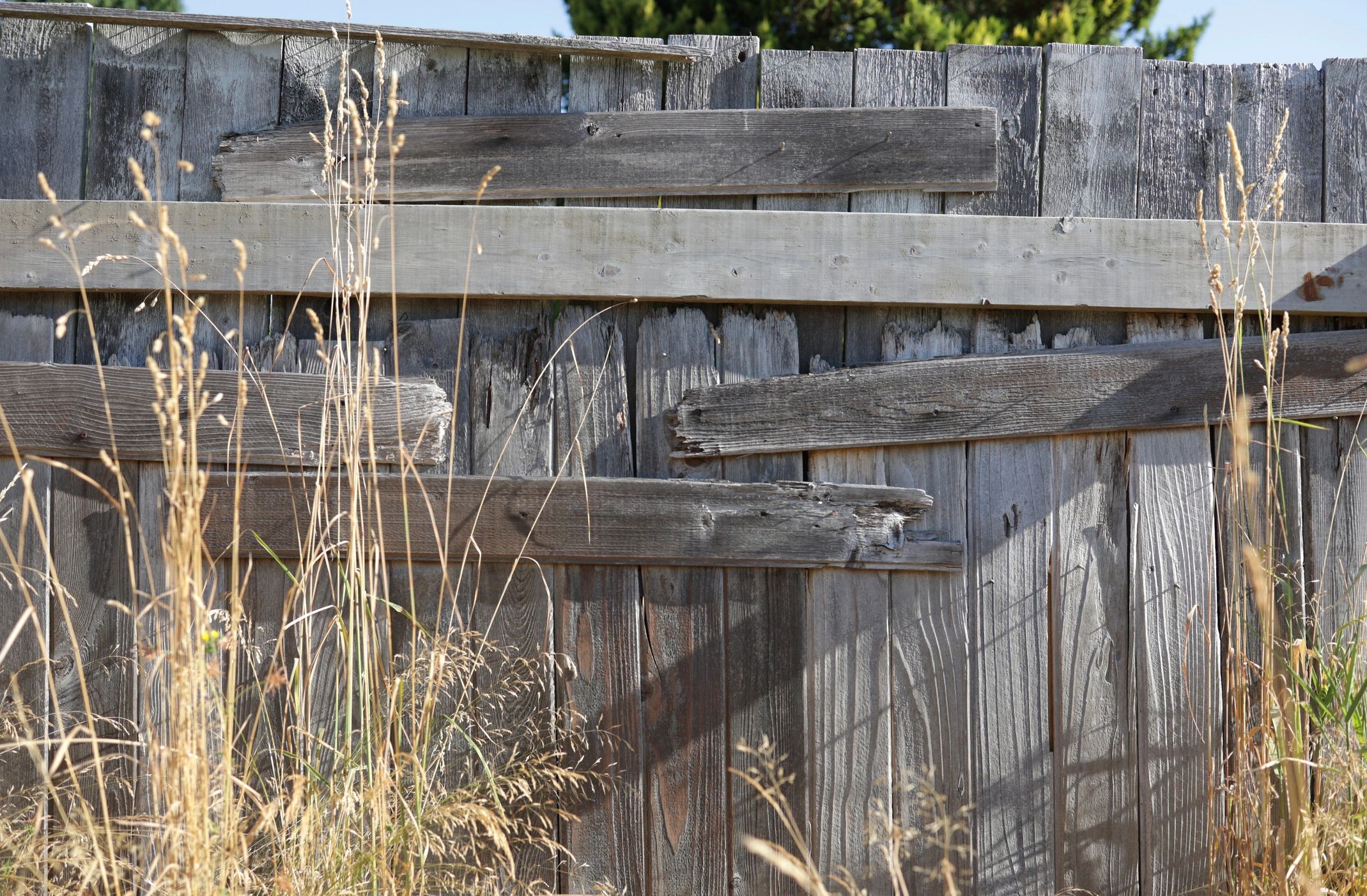 Old Fence with Dry Grass in a Heat Wave in Canada