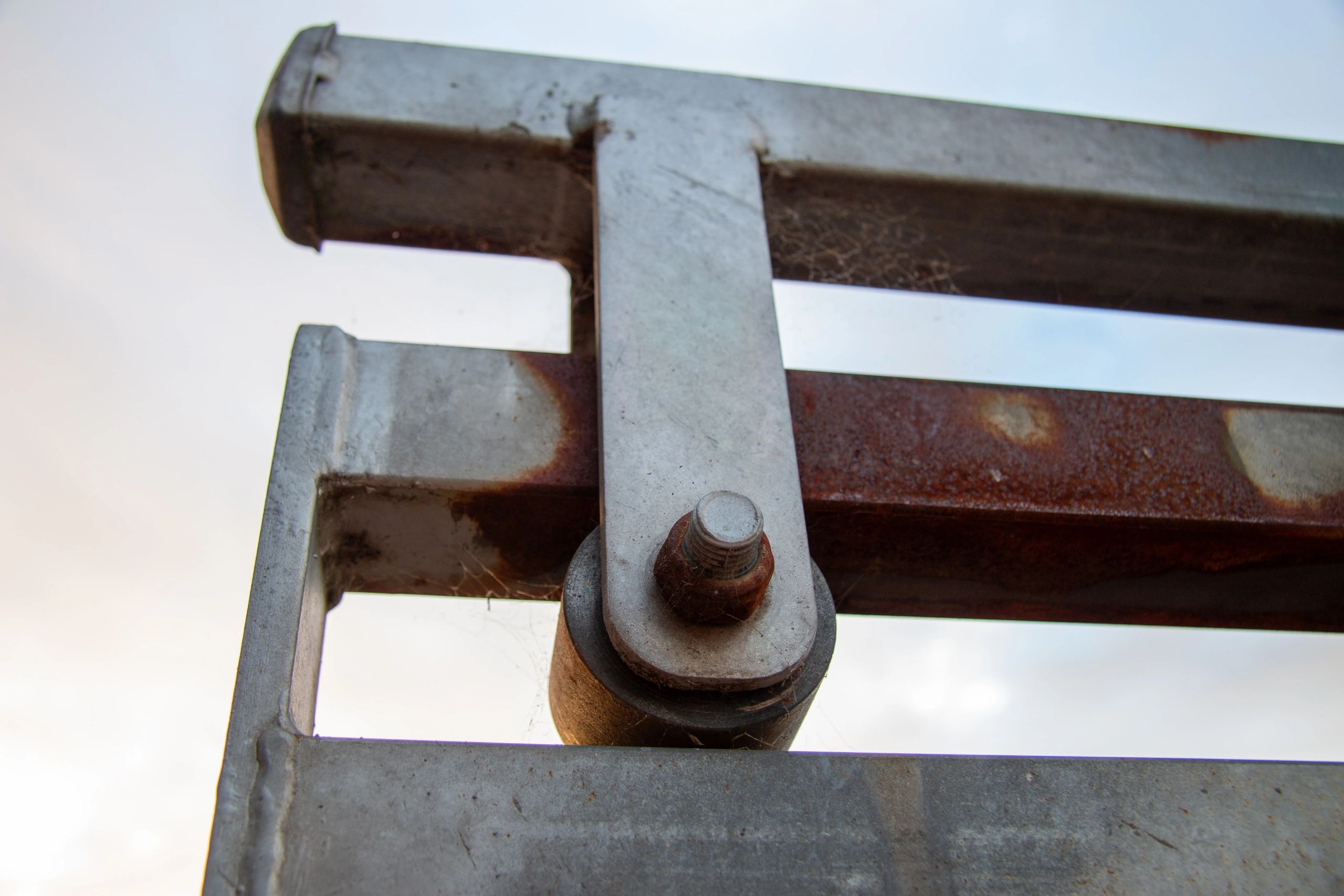 Close-up of a steel fence