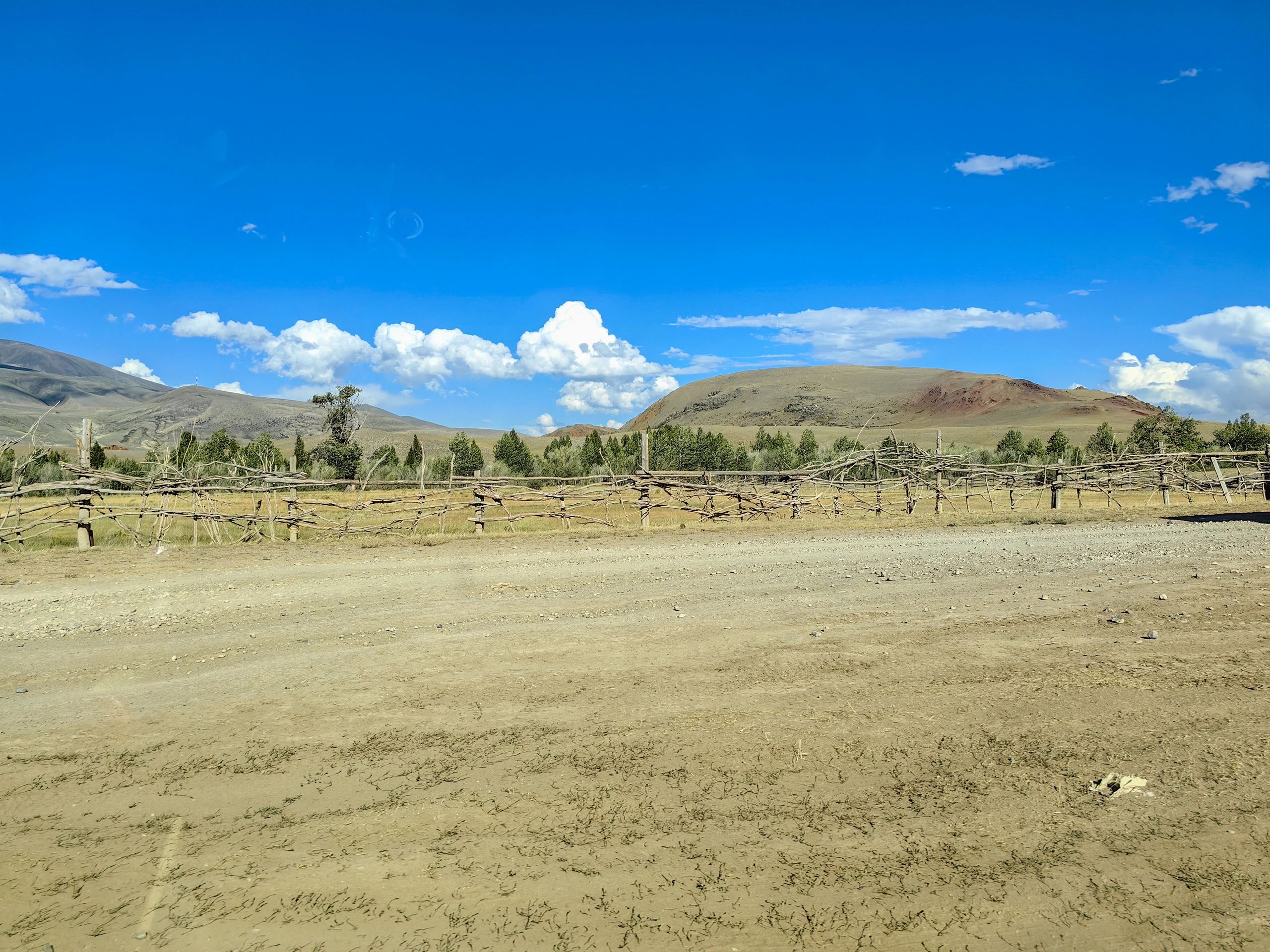 Fence line along a rural road