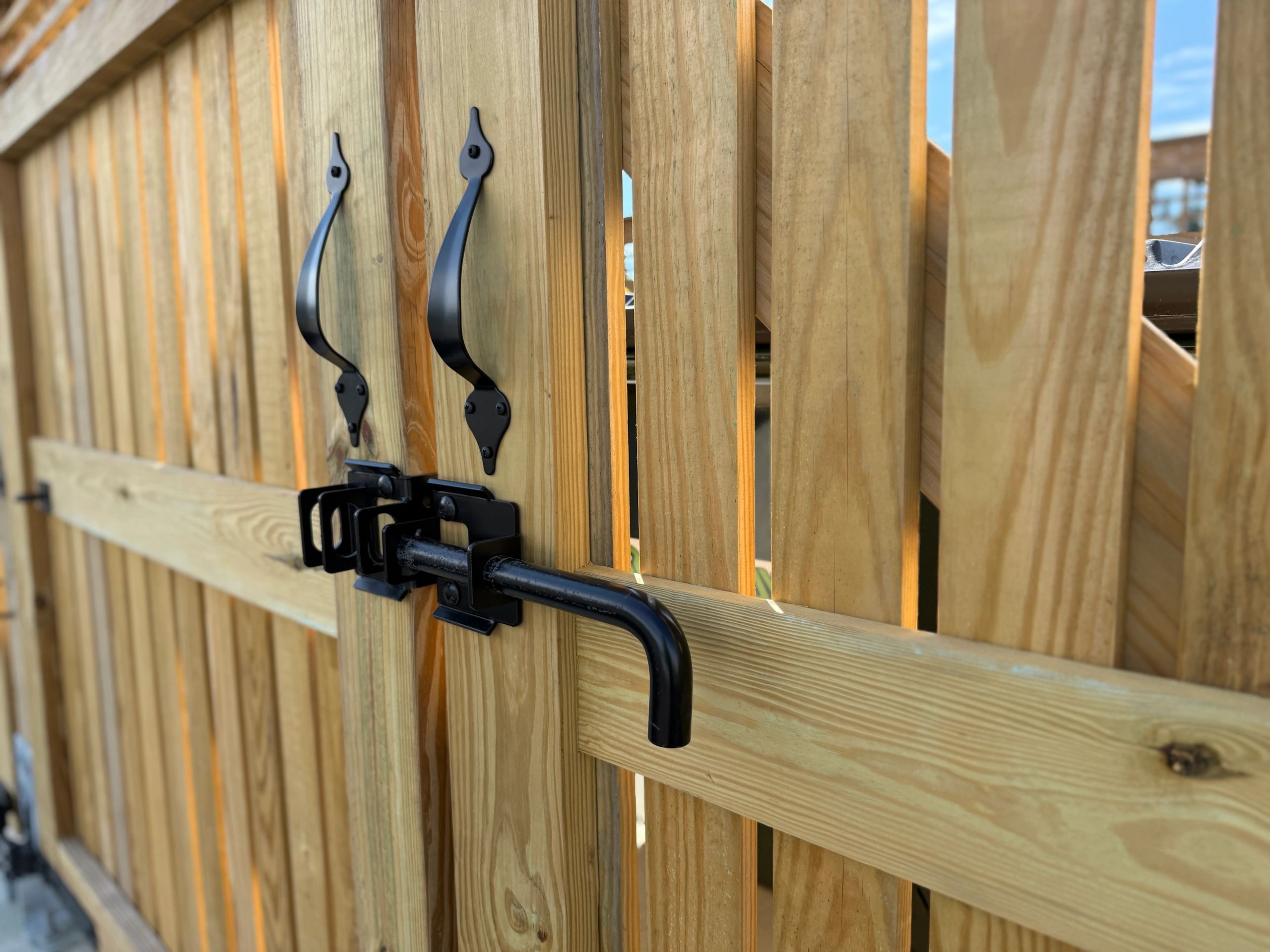 Gate latch hardware detail