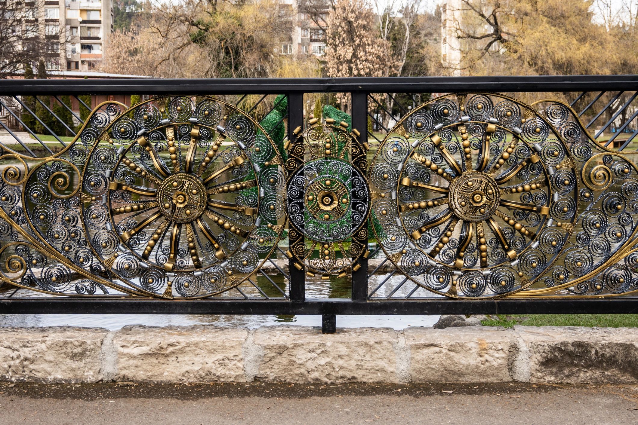 Decorative wrought iron fence
