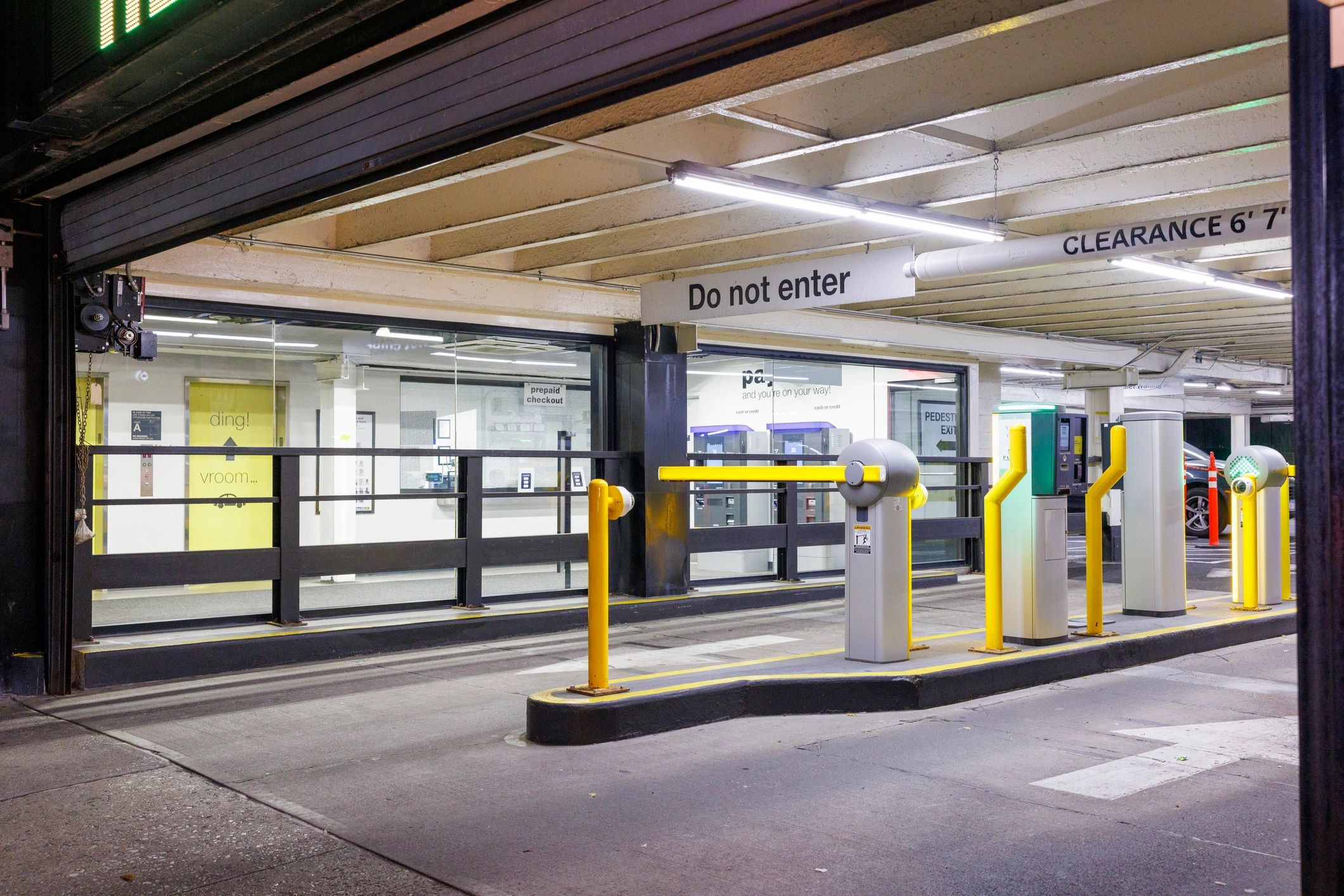Barrier gate at parking entrance
